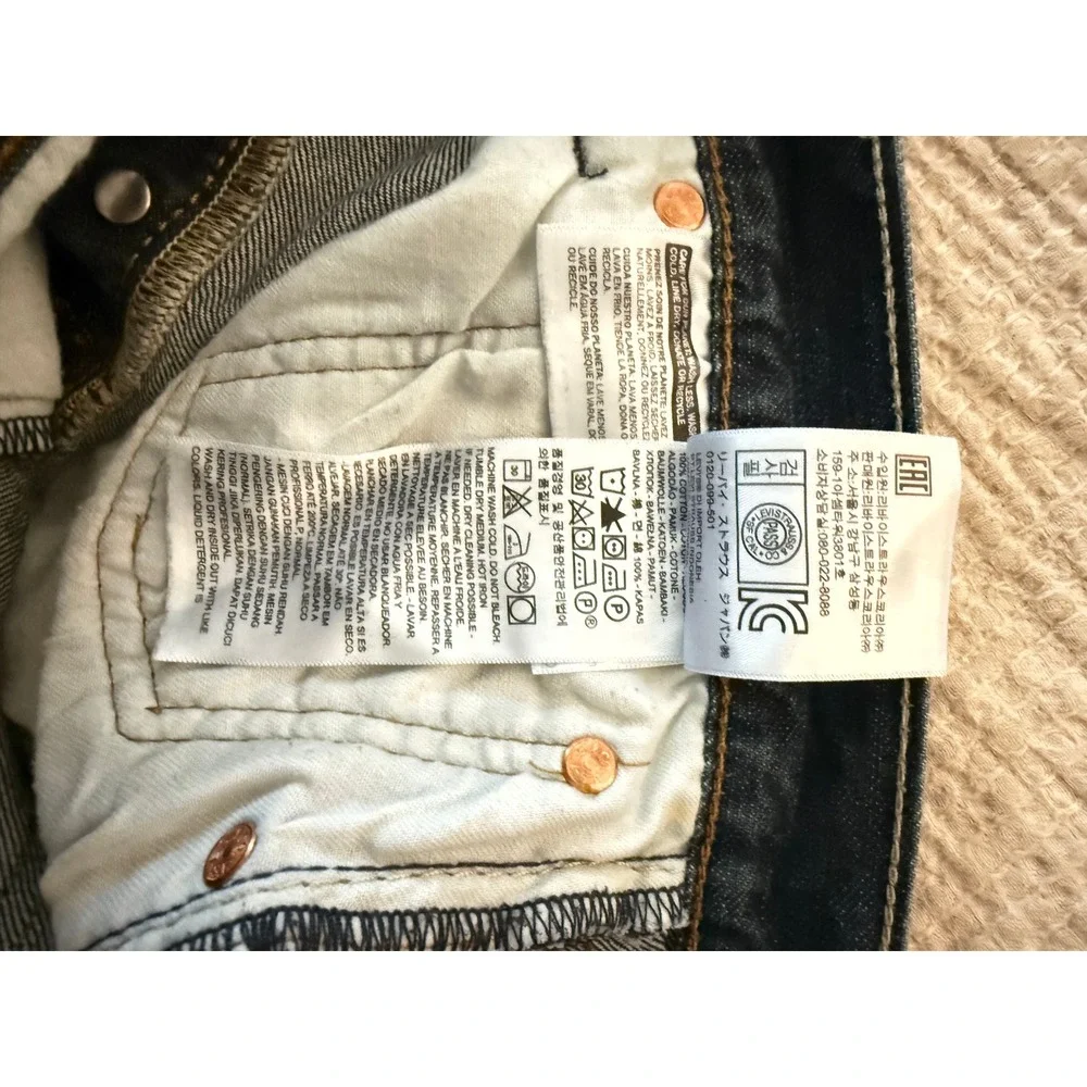 Levi Strauss & Co 501 Original Fit Mens‎ Jeans Dark Wash Size 33x34